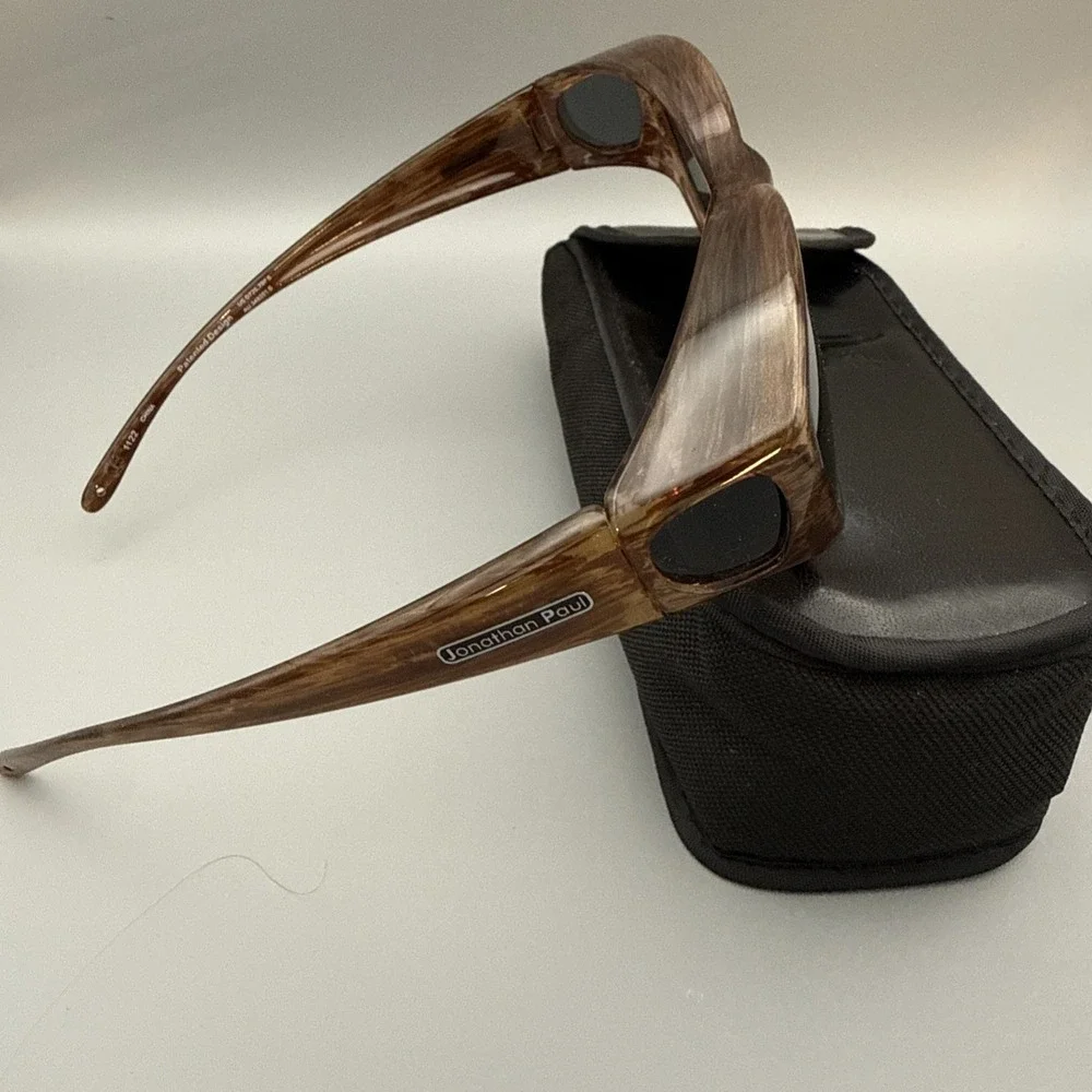 JONATHAN PAUL Polarized Authentic Sunglasses Fitovers Ikara Brown 003 & SoftCase